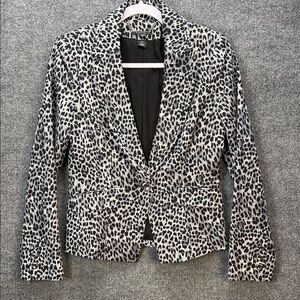 White House Black Market Leopard Print Blazer in Black and Gray Size 4 NWOT